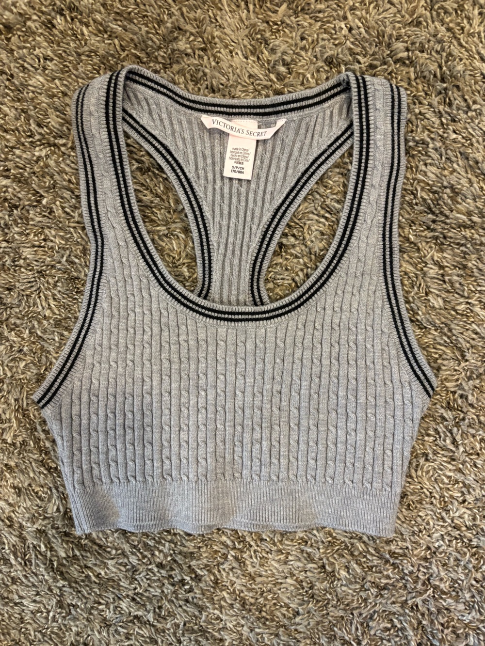 Victoria's Secret Gray Ribbed Racerback Sports Bra